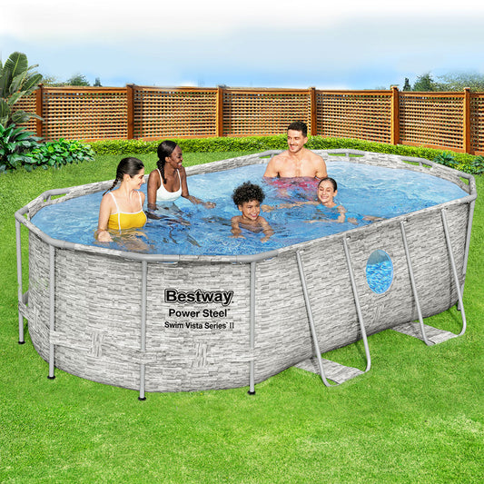 427X250X100Cm Steel Frame Above Ground Pool W/ Filter Pump & Ladder 7250L