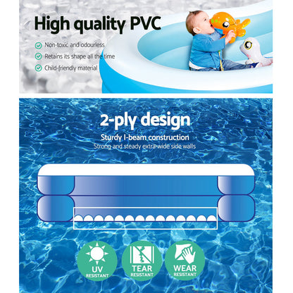 262X157X46Cm Inflatable Above Ground Swimming Pool 544L