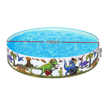183X38Cm Round Above Ground Rigid Swimming Pool Dinosaur 946L