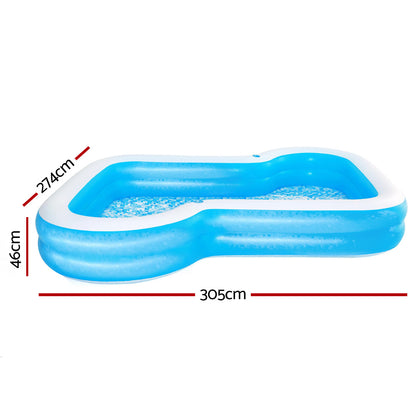 Kids Pool 305X274X46Cm Inflatable Above Ground Swimming Pools 1207L