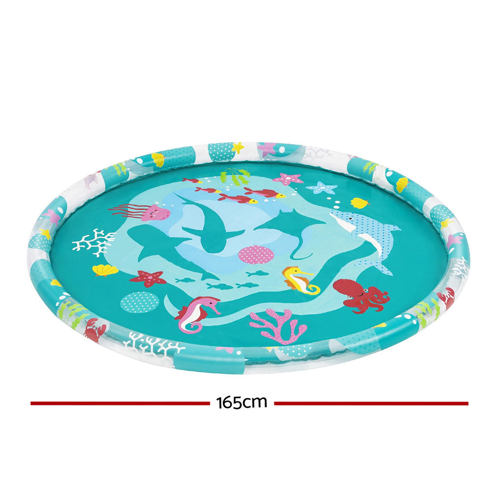 Kids Round Inflatable Splash Pool Sprinkler Marine 165cm