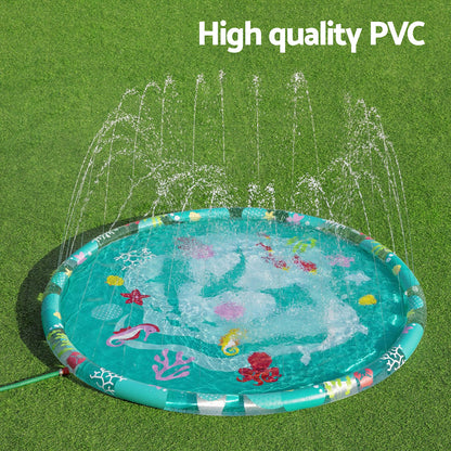 Kids Round Inflatable Splash Pool Sprinkler Marine 165cm