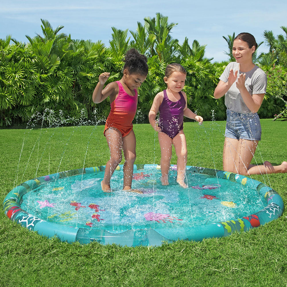 Kids Round Inflatable Splash Pool Sprinkler Marine 165cm