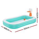 Kids Inflatable Pool w/ Basketball Hoop 251x168cm