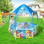 Kids Pool 183X51Cm Steel Frame Swimming Play Pools Canopy 930L