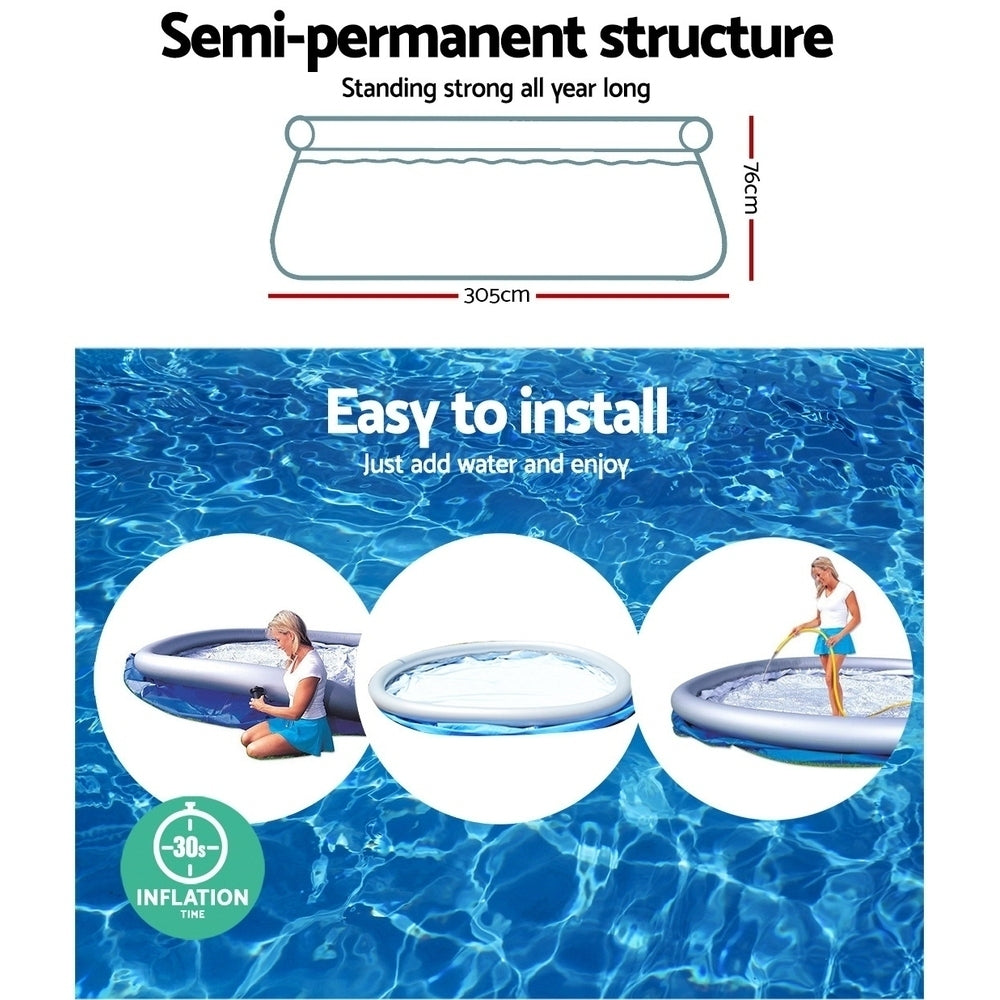 Swimming Pool 305X76Cm Above Ground Round Inflatable Pools 3800L