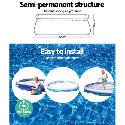 Swimming Pool 305X76Cm Above Ground Round Inflatable Pools 3800L