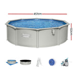 Swimming Pool Steel Frame Round Pool Set 457cm w/ Filter Ladder 17430L