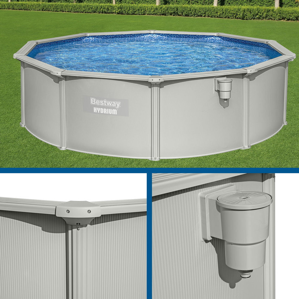 Swimming Pool Steel Frame Round Pool Set 457cm w/ Filter Ladder 17430L