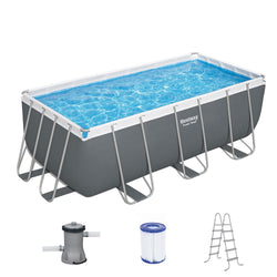 Swimming Pool 412X201X122Cm Steel Frame Above Ground Pools Filter Pump Ladder 8124L