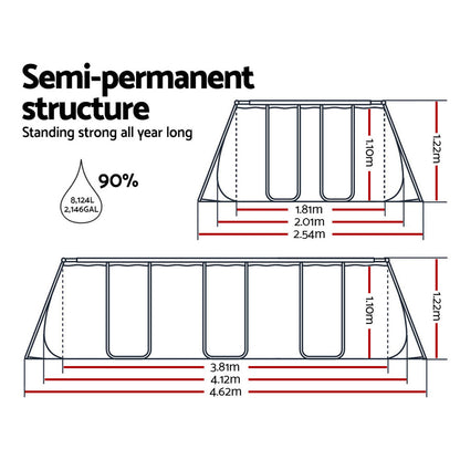 Swimming Pool 412X201X122Cm Steel Frame Above Ground Pools Filter Pump Ladder 8124L