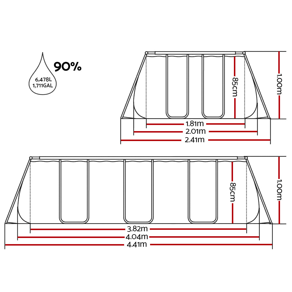 Swimming Pool 404X201X100Cm Steel Frame Above Ground Pools Filter Pump Ladder 6478L