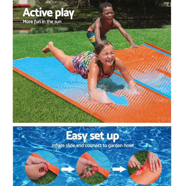  Water Slide Kids Slip 488Cm Dual Slides Inflatable Splash Pad