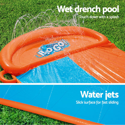 Water Slide Kids Slip 488Cm Dual Slides Inflatable Splash Pad