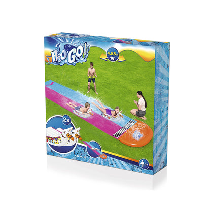 Water Slide Slip Kids 488Cm Dual Slides Splash Pad