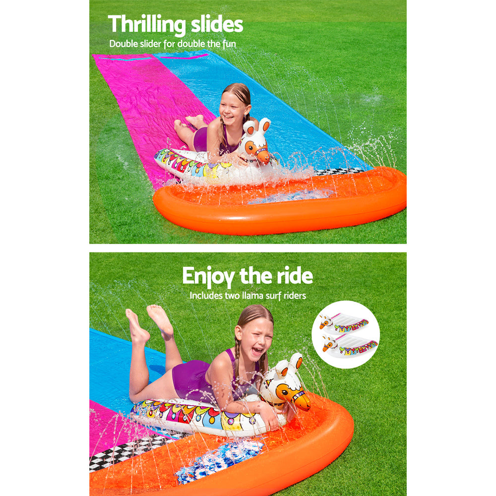 Water Slide Slip Kids 488Cm Dual Slides Splash Pad