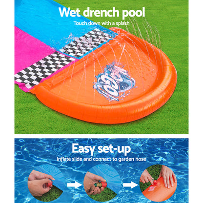 Water Slide Slip Kids 488Cm Dual Slides Splash Pad