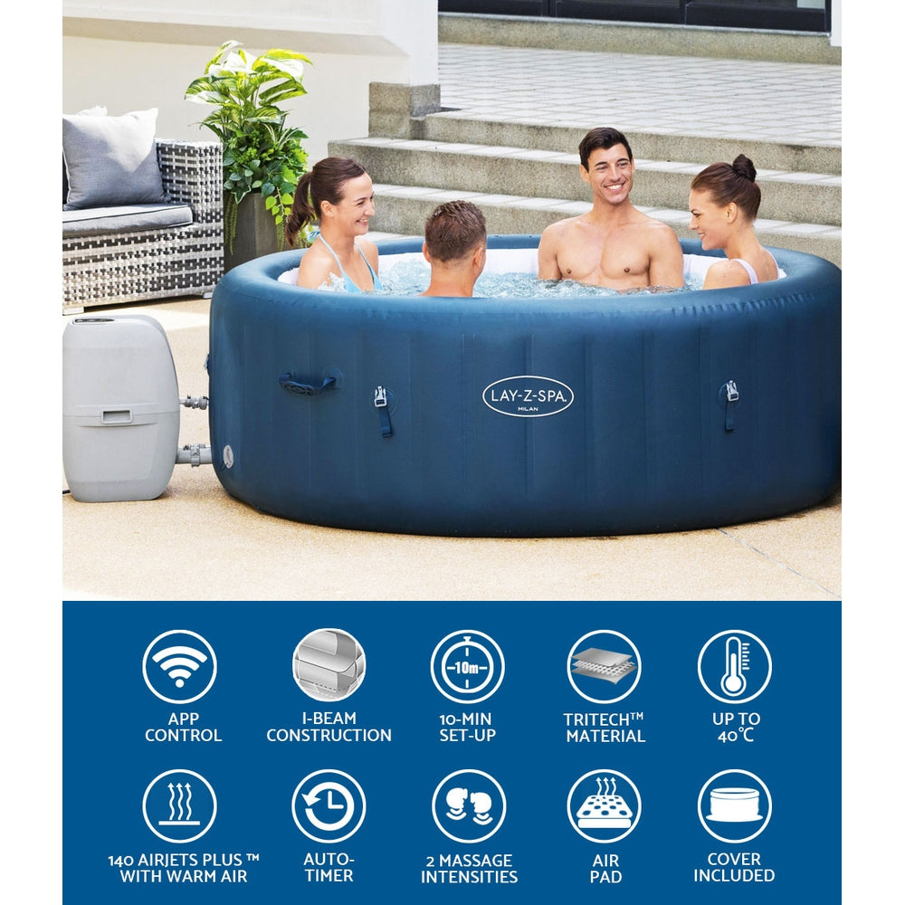 Bestway Spa Pool Massage Hot Tub Inflatable Lay-Z Bath Pools Smart App Control,Approx