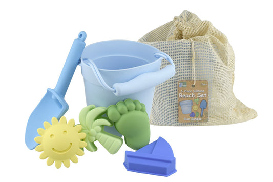 6Pc Silicone Beach Set Blue Sundae
