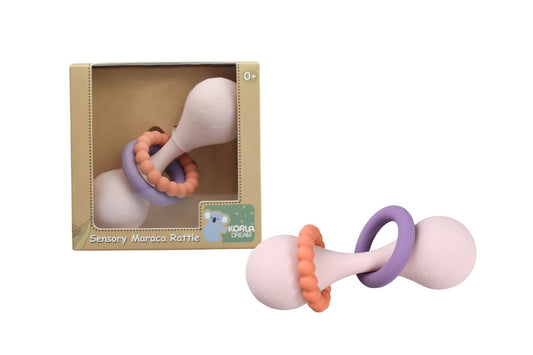 Silicone sensory maraca ratttle pink