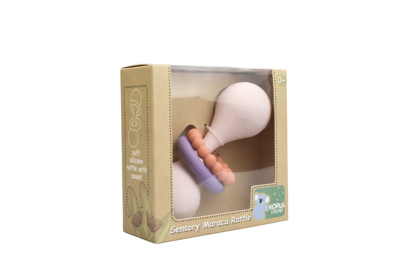 Silicone sensory maraca ratttle pink