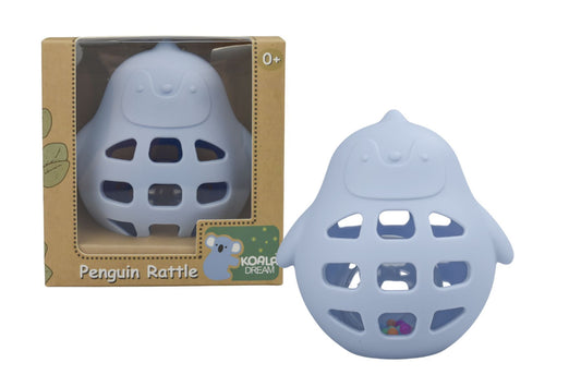 Silicone penguin rattle blue