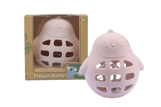 Silicone penguin rattle pink