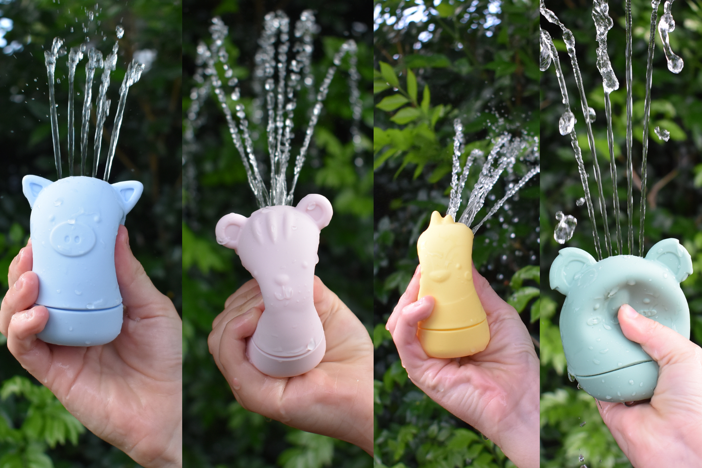 Silicone brave beasts animal pourers 4 pcs set- pastel