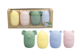 Silicone brave beasts animal pourers 4 pcs set- pastel