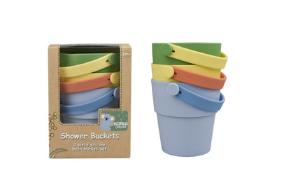 Silicone shower buckets 3pc set green