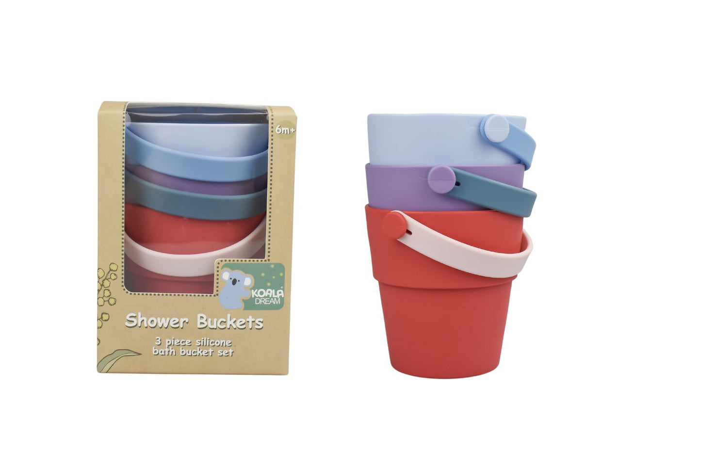 Silicone shower buckets 3pc set purple