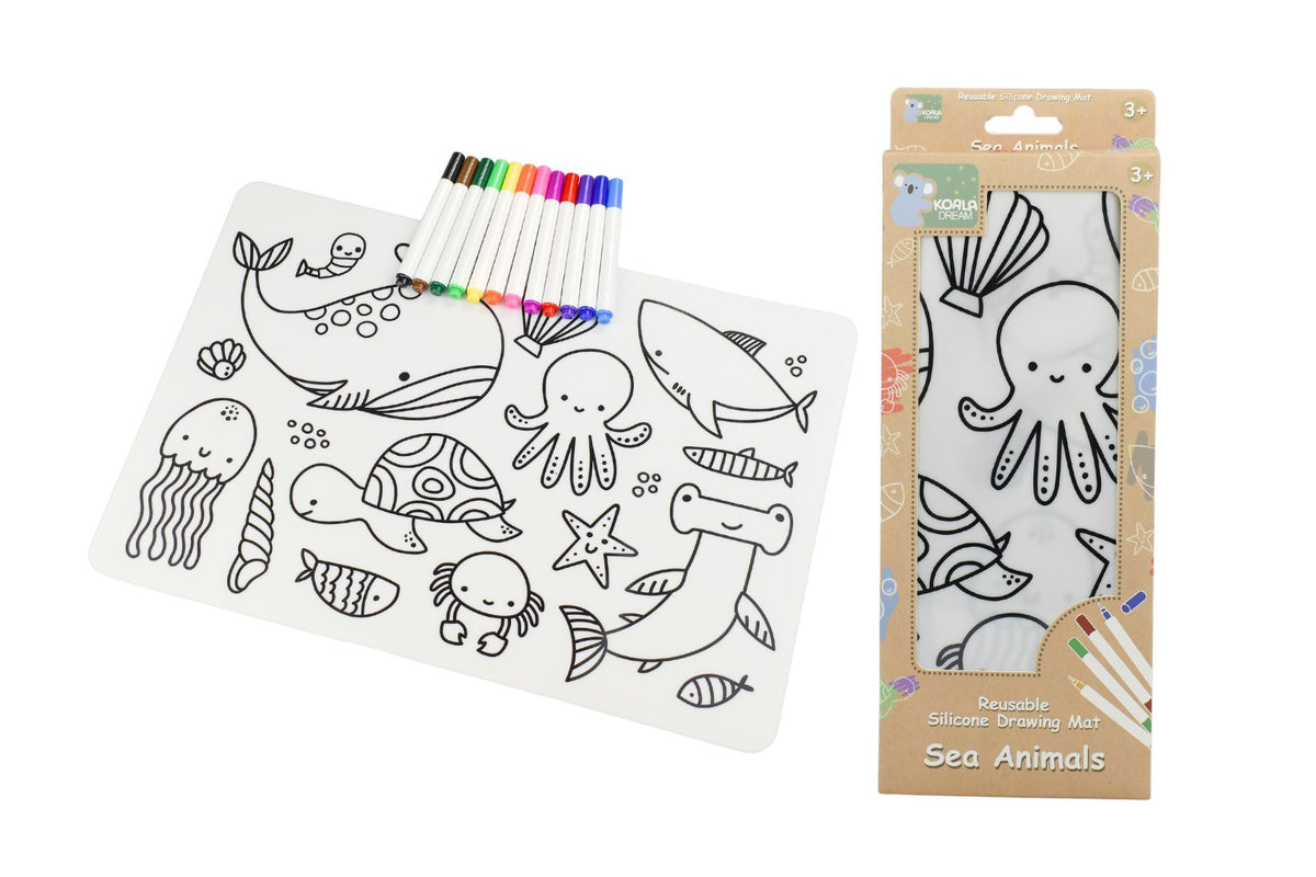 Reusable silicone drawing mat-sea animals