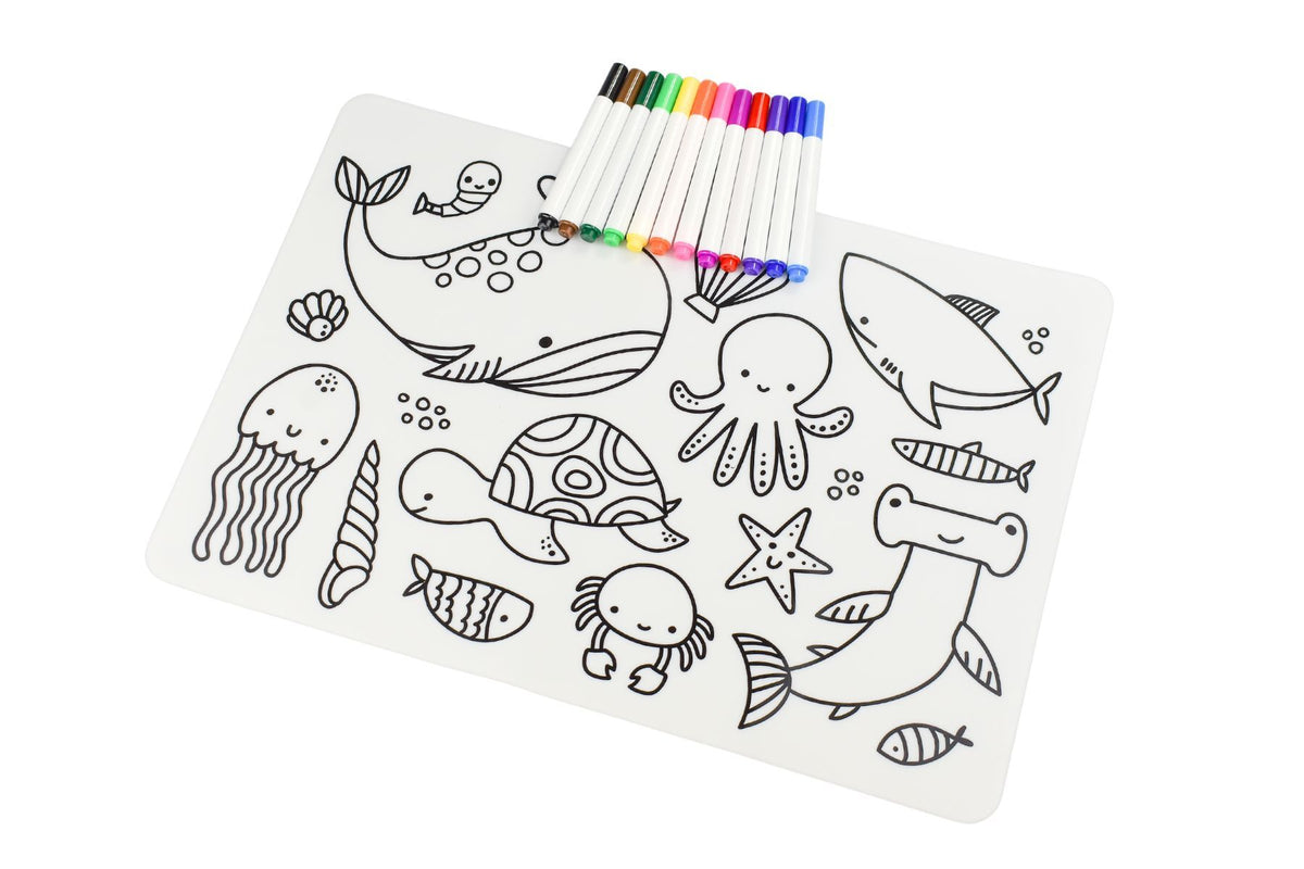 Reusable silicone drawing mat-sea animals