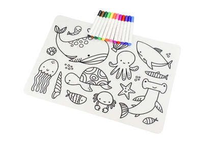 Reusable silicone drawing mat-sea animals
