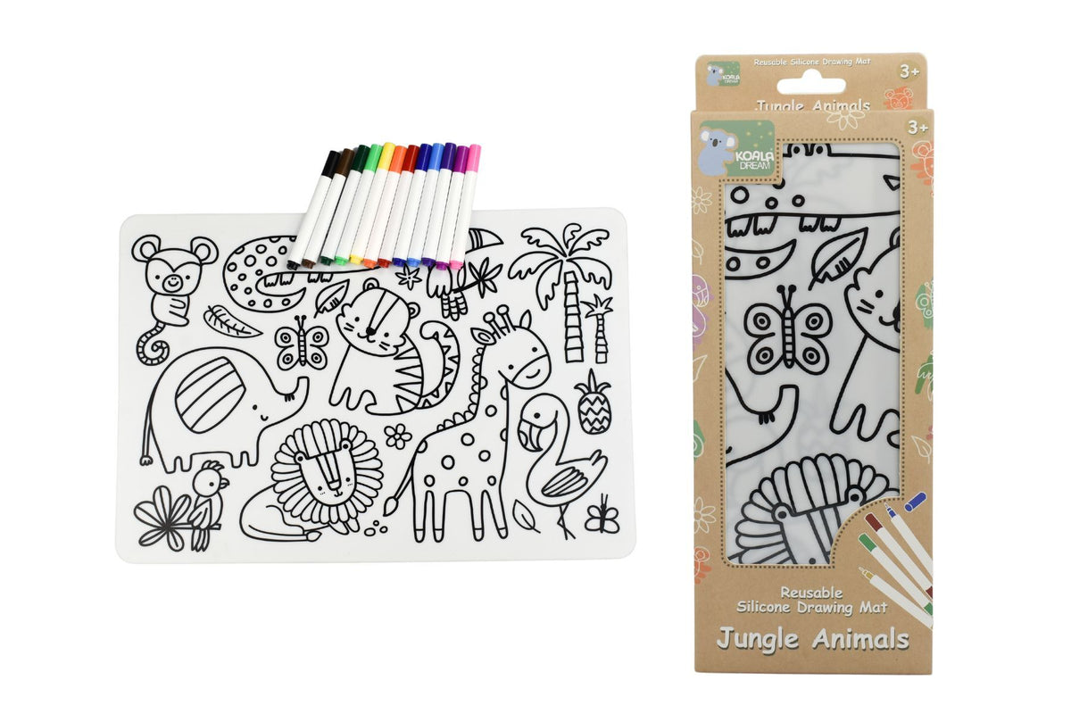 Reusable silicone drawing mat-jungle animals
