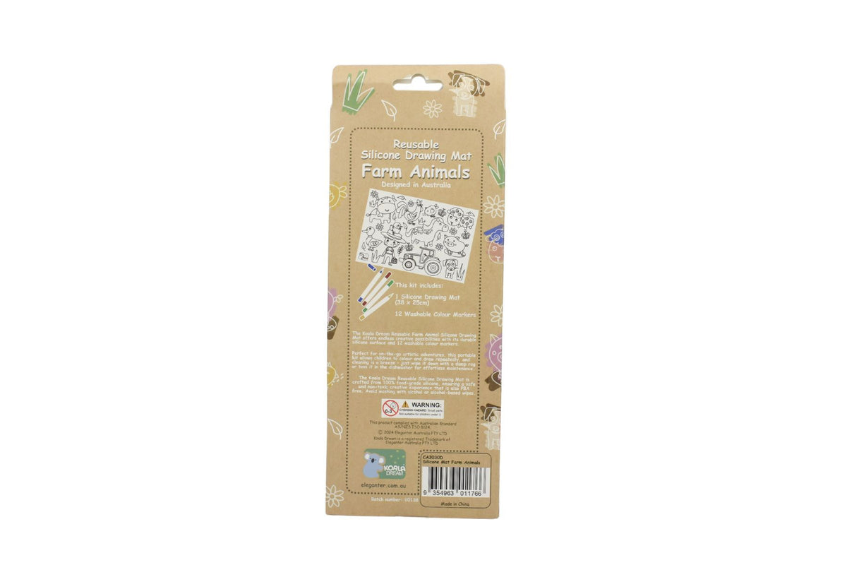 Reusable silicone drawing mat- australian animals