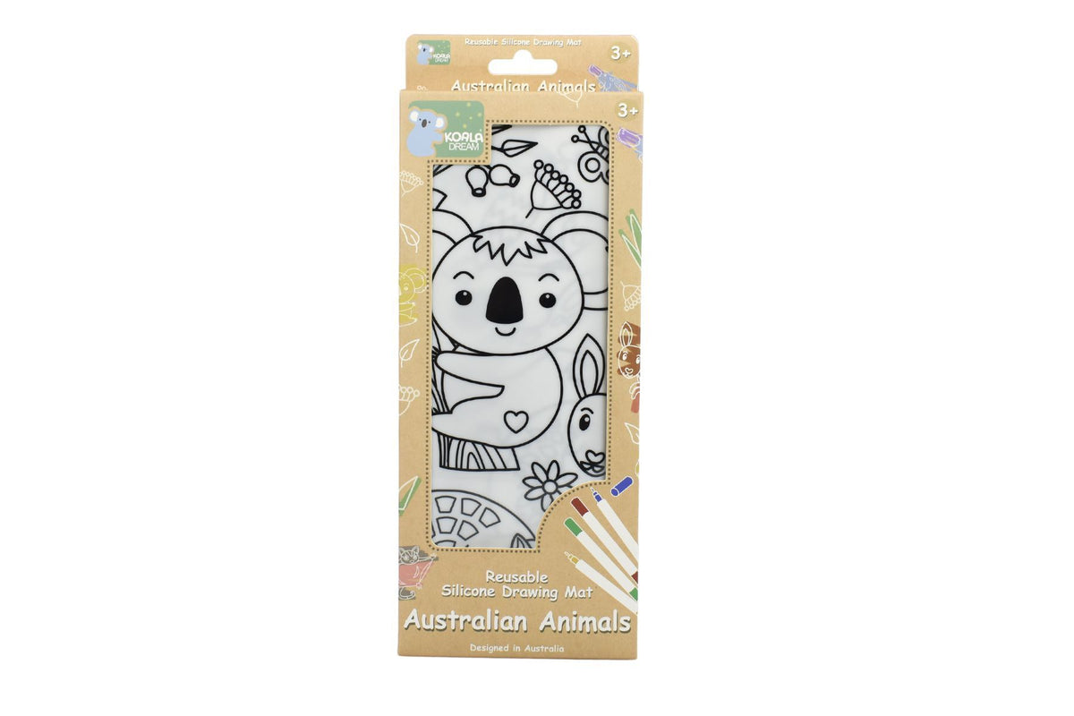 Reusable silicone drawing mat- australian animals