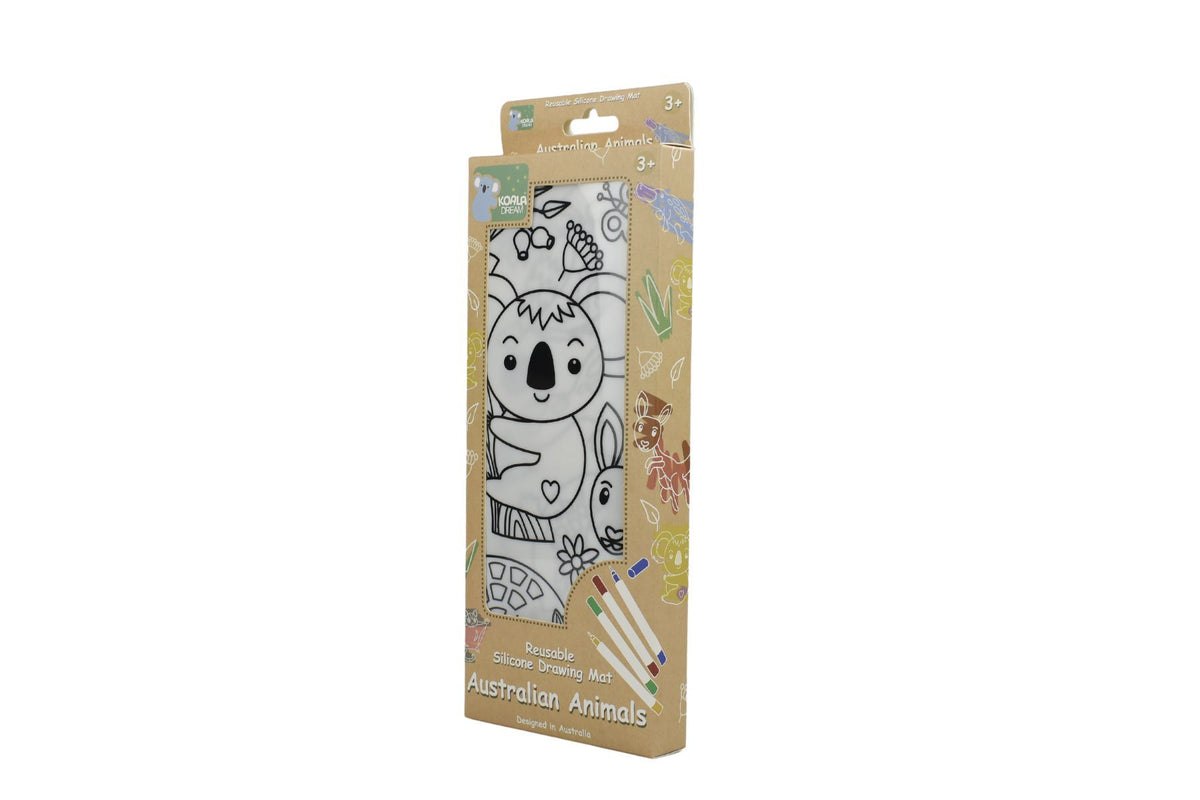 Reusable silicone drawing mat- australian animals
