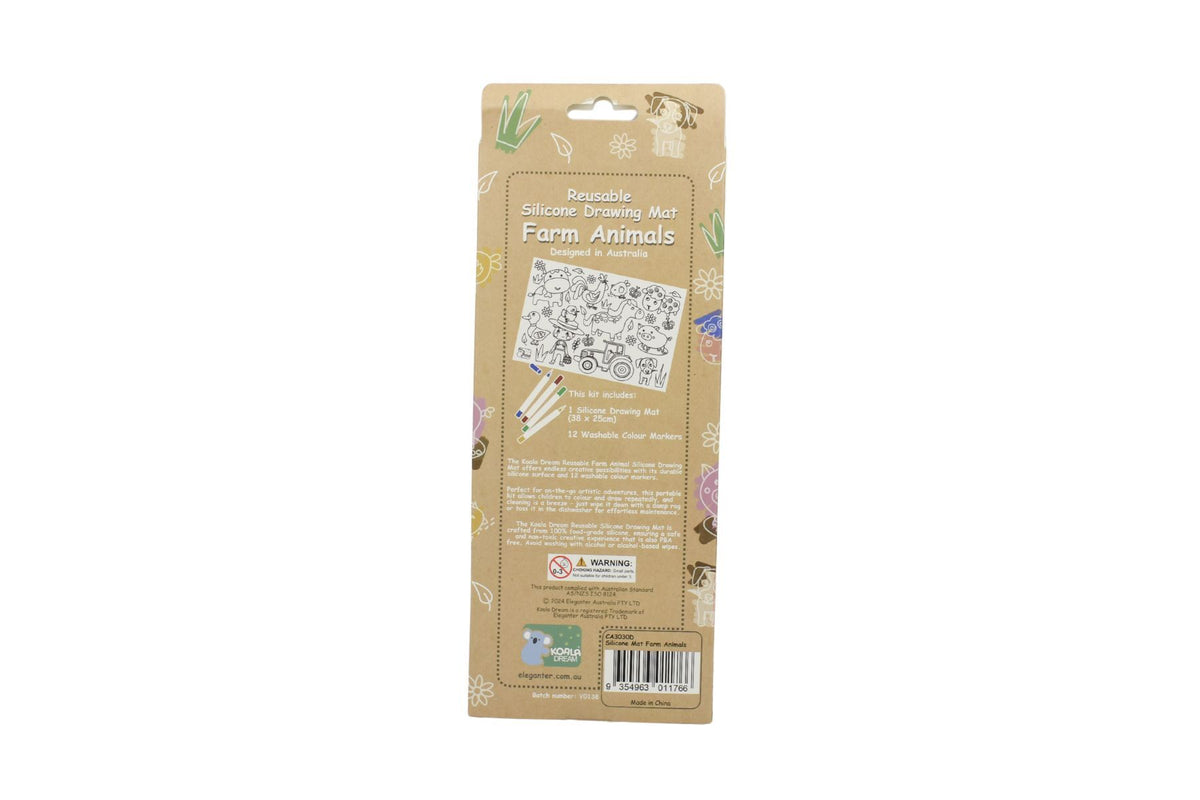 Reusable silicone drawing mat- farm animals
