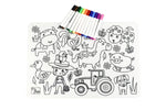Reusable silicone drawing mat- farm animals