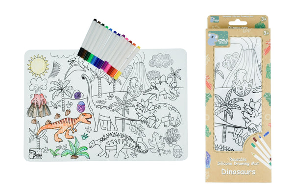  Reusable silicone drawing mat- dinosaurs