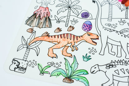 Reusable silicone drawing mat- dinosaurs