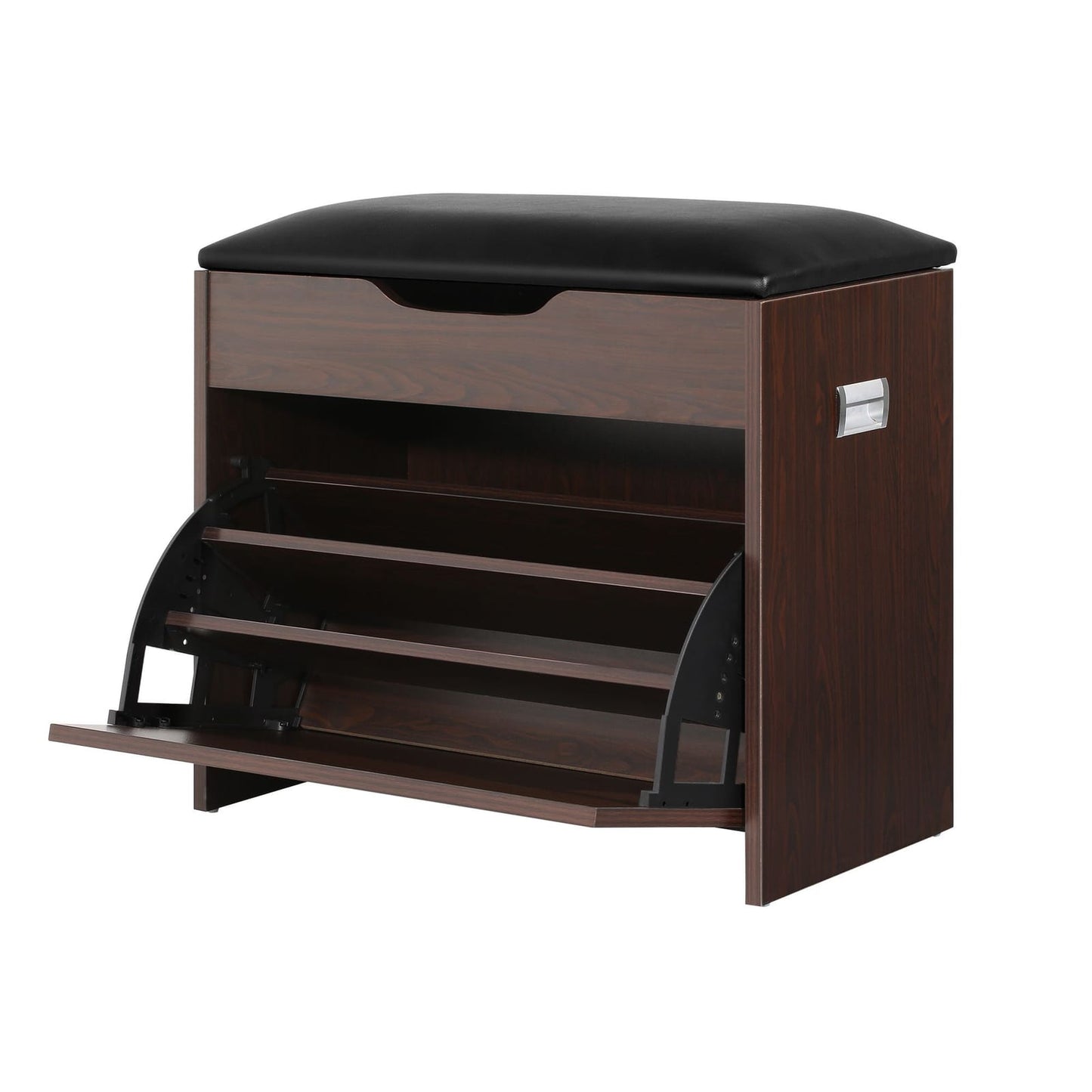 Shoe Bench Set Walnut Storage 57x30x53cm