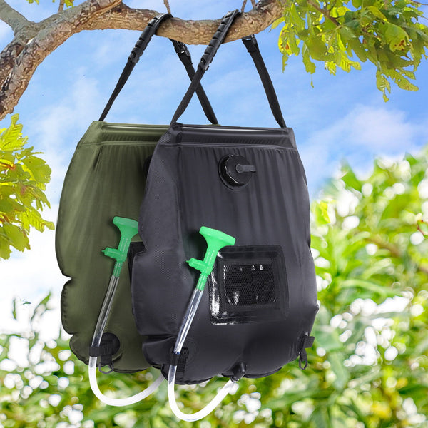  Camping Shower Bag 20L Set Of 2 Portable Green Black