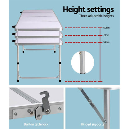 240Cm Folding Camping Table Aluminium Desk
