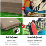 Self Inflating Mattress Camping Mat Air Bed Double Set Coffee