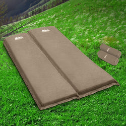 Self Inflating Mattress Camping Mat Air Bed Double Set Coffee