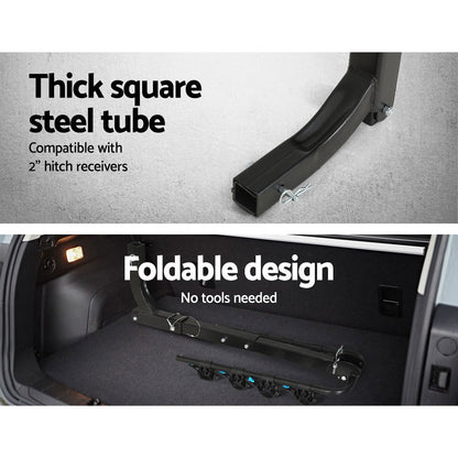 Foldable 4-Bike Rack For Car Rear Hitch Mount (2" Towbar)
