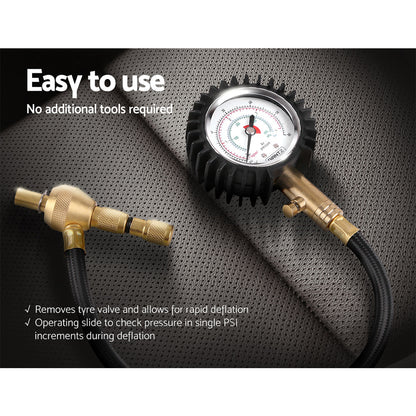 Tyre Deflater with Pressure Gauge Valve