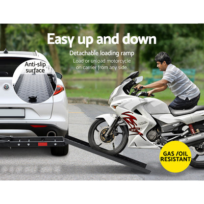 Adjustable Height Motorcycle Carrier Rack Ramp (2" Towbar, Black)